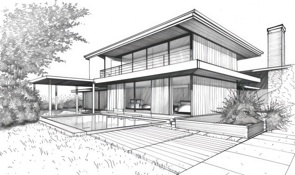 Wir planen und bauen Ihr individuelles Massivhaus! Massivhäuser in Berlin-Brandenburg: Skizze Stadtvilla